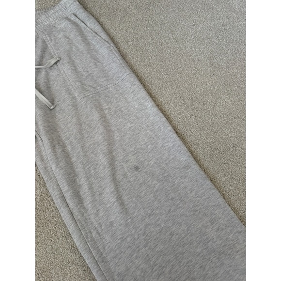 Quince Gray Wide Leg Cropped Lounge Pants Women's Large Drawstring Waist * flaw - Picture 4 of 9